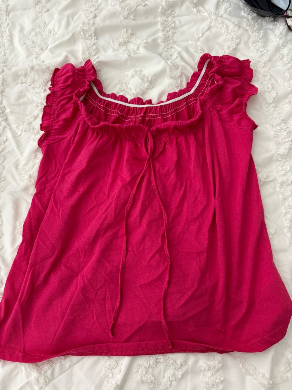 Women’s Pink Ruffled Off-Shoulder Top